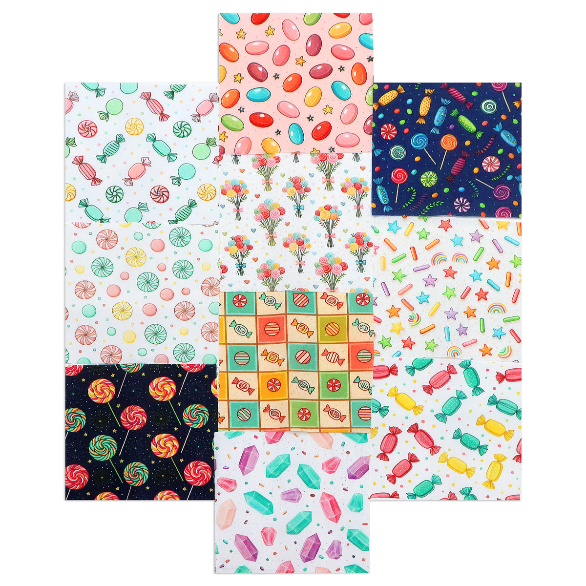 10Pc/Set Candy Series Lollipop Dot Fat Quarter Fabric, Pre-Cut Square Fabric Assort, Fabric Set, Craft Fabric, Handmade DIY Patchwork Fabric,Home Quilting Sewing Fabric, Packaging Fabric, Scrapbooking Craft Hobbyist
