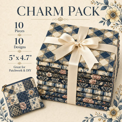10pcs Charm Pack Set Floral Plaid Pattern Vintage Style Pattern Handmade DIY with Rich Color and Texture Elements 100% Polyester Patchwork in 10 Design Styles Suitable for Patchwork DIY Craft Projects DIY Wallet Making Gift Giving Bag Making
