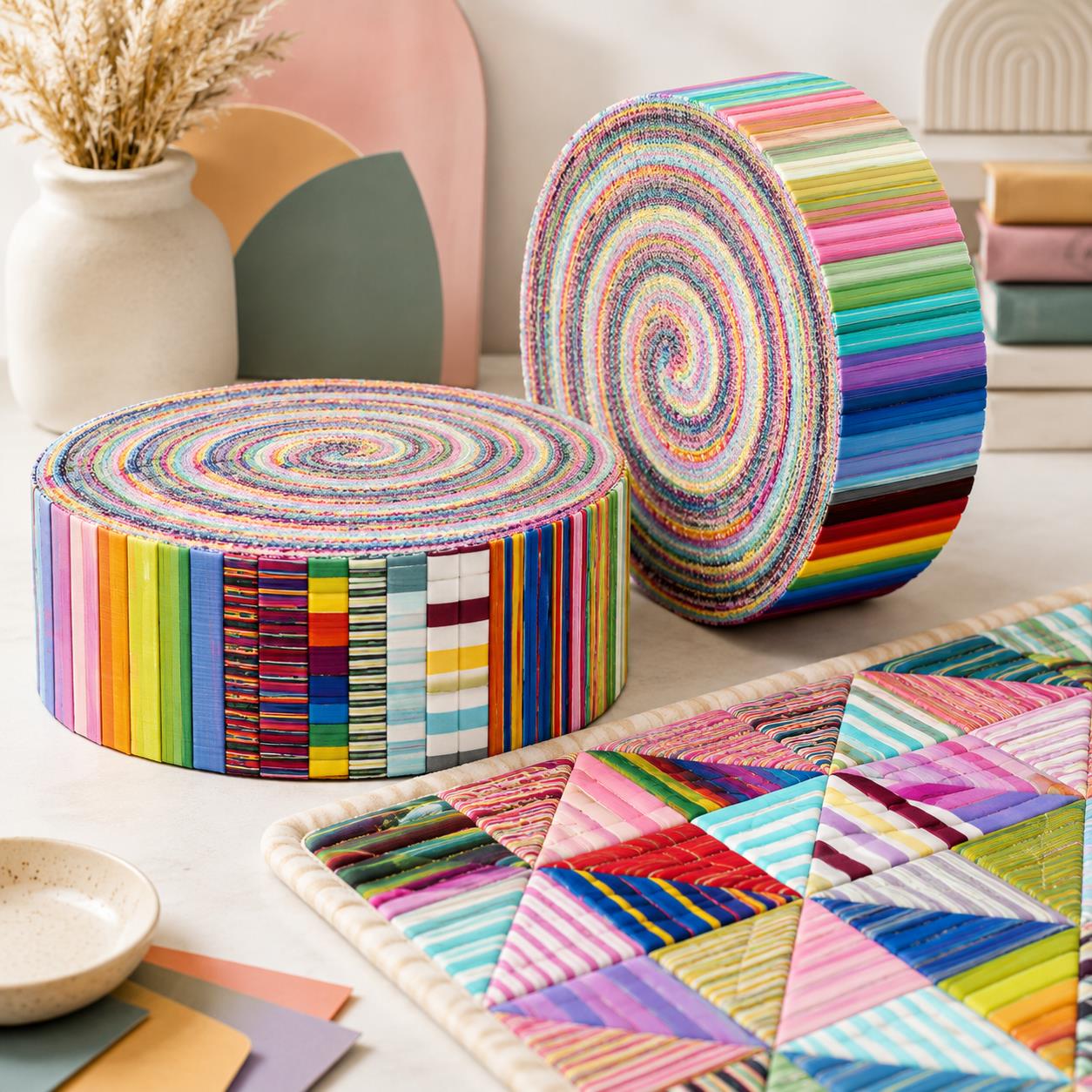 10pcs Vintage Striped Jelly Roll Fabric Strips 2.5X19.7inch Pre-Cut 100% Polyester For Patchwork Quilts, Table Runners, Placemats, Tote Bags, Storage Pouches, Makeup Bags, Coasters, Quilt Blocks & Binding