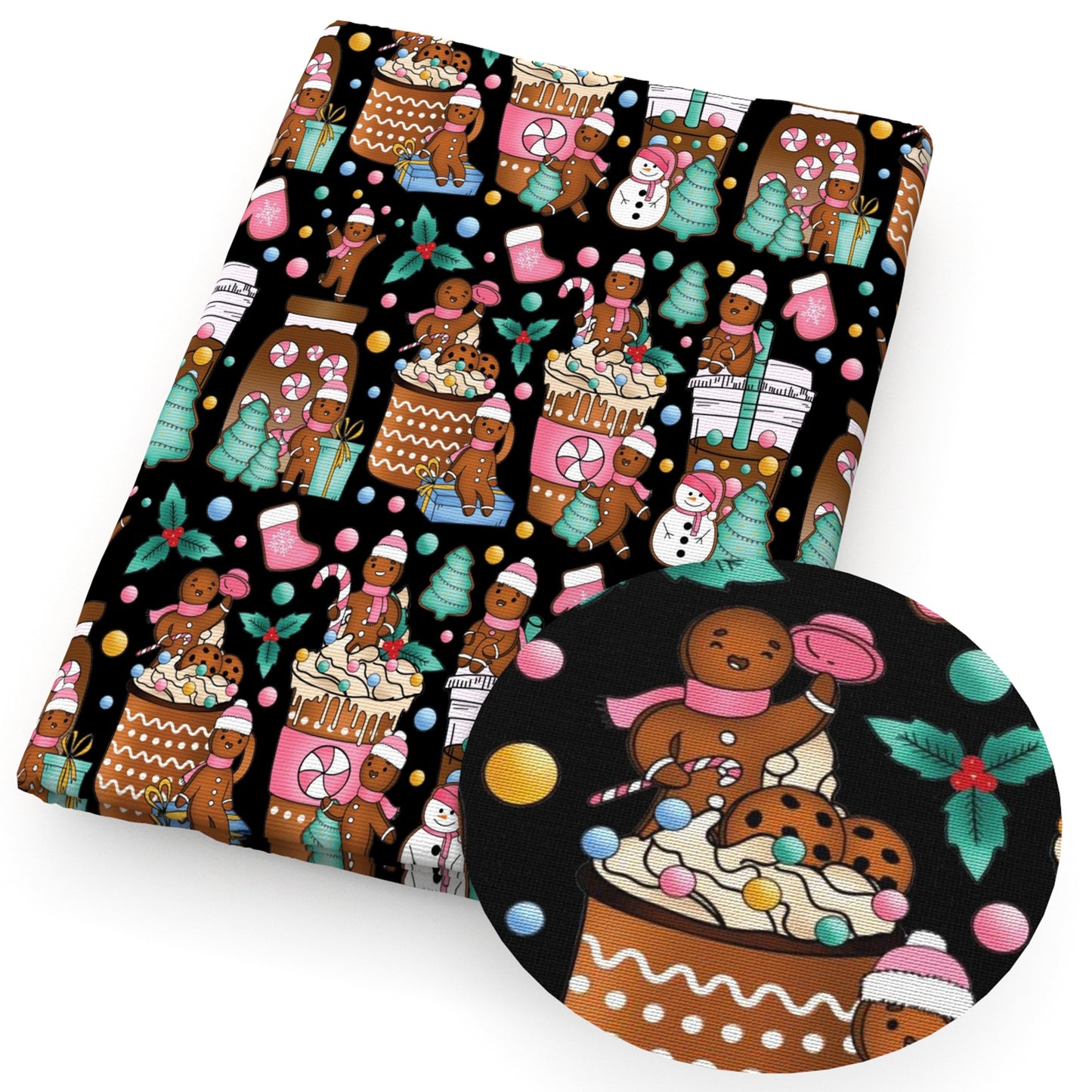 gingerbread man snowman sock christmas tree fabric