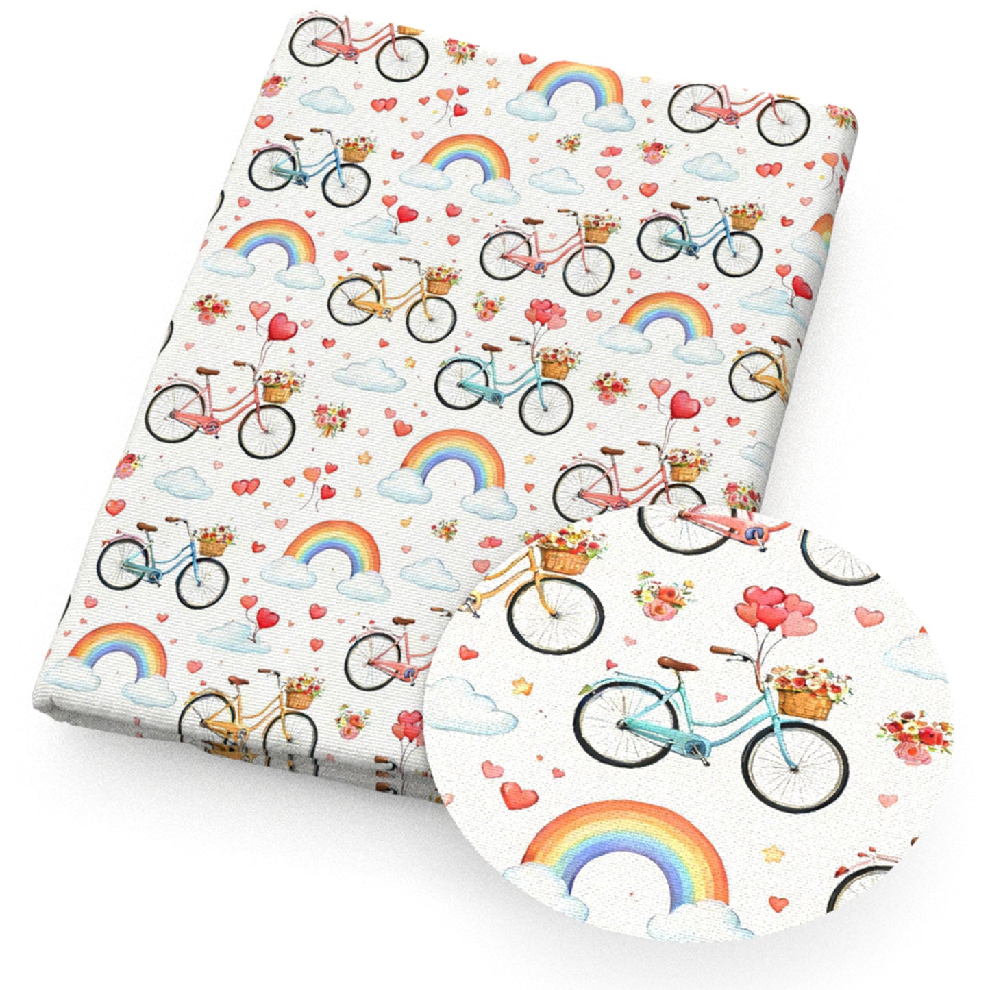 bicycle rainbow heart love flowerfloral fabric