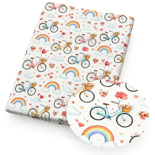 bicycle rainbow heart love flowerfloral fabric