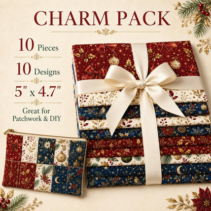 10pcs Charm Pack Set Christmas Pattern Vintage Style Handmade DIY with Rich Color and Texture Elements 100% Polyester Patchwork in 10 Design Styles Suitable for Patchwork DIY Craft Projects DIY Wallet Making Gift Giving Bag Making Mother's Day Gift