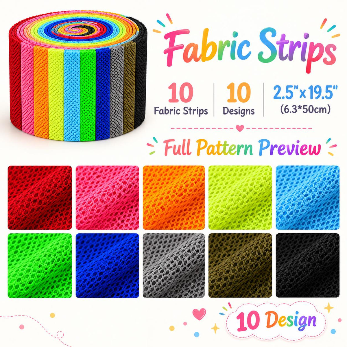 10pcs Vintage Plain Solid Pattern Jelly Roll Fabric Strips 2.5X19.7inch Pre-cut 100% Polyester for Patchwork Quilts, Table Runners, Placemats, Tote Bags, Storage Pouches, Makeup Bags, Coasters, Quilt Blocks & Binding Multi-color