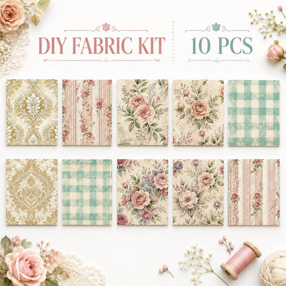 10pcs Charm Pack Set Floral Pattern Vintage Style Handmade DIY with Rich Color and Texture Elements 100% Polyester Patchwork in 10 Design Styles Suitable for Patchwork DIY Craft Projects DIY Wallet Making Gift Giving Bag Making Mother's Day Gift