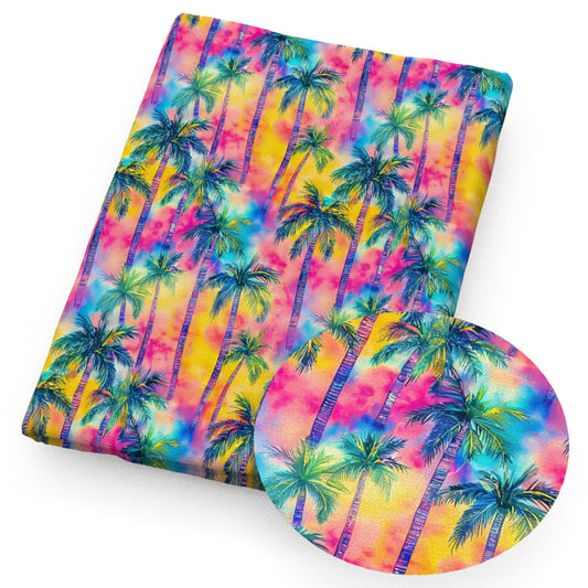 coconut palm tree tie dye color series fabric