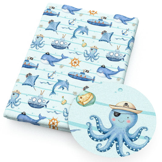 the whale submarine dolphin stripe sailor fabric