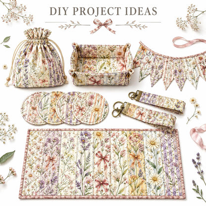 10pcs Vintage Floral Pattern Jelly Roll Fabric Strips 2.5X19.7inch Pre-Cut 100% Polyester For Patchwork Quilts, Table Runners, Placemats, Tote Bags, Storage Pouches, Makeup Bags, Coasters, Quilt Blocks & Binding