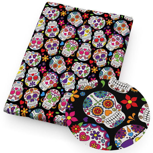 halloween flowerfloral skull ghost skeleton bones fabric