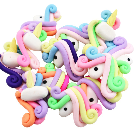 5pcs Vibrant Color Unicorn Charms Design - Polymer Clay Stationery Phone Case Decors and DIY Jewelry Making Accessories - For Creative Crafters and Jewelry Enthusiasts
