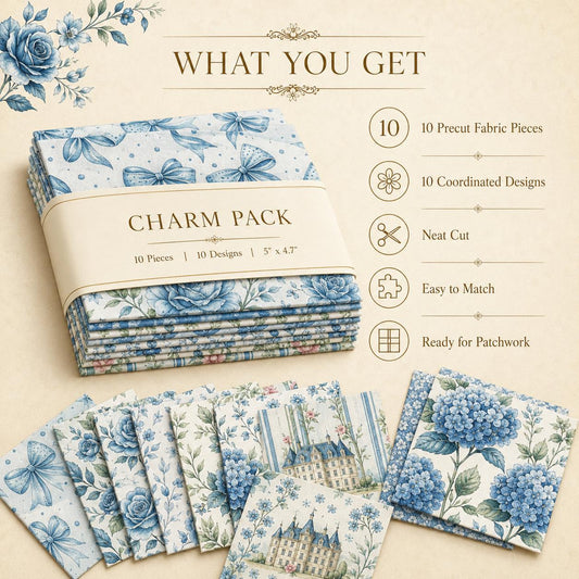 10pcs Charm Pack Set Floral Rose Bow Pattern Vintage Style Handmade DIY with Rich Color and Texture Elements 100% Polyester Patchwork in 10 Design Styles Suitable for Patchwork DIY Craft Projects DIY Wallet Making Gift Giving Bag Making Mother's Day Gift