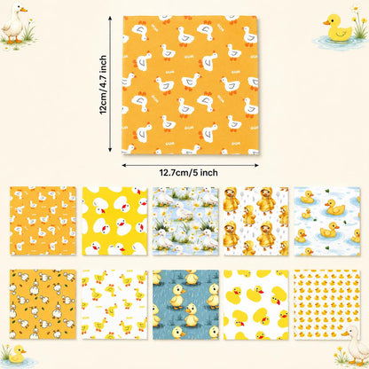 10pcs Charm Pack Set Duck Animal Vintage Style Pattern Handmade DIY with Rich Color and Texture Elements 100% Polyester Patchwork in 10 Design Styles Suitable for Patchwork DIY Craft Projects DIY Wallet Making Gift Giving Bag Making Mother's Day Gift