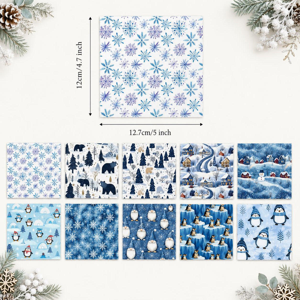 10Pc/Set Christmas Series Christmas Tree Bear Penguin Fat Quarter Fabric, Pre-Cut Square Fabric Assort, Fabric Set, Craft Fabric, Handmade DIY Patchwork Fabric,Home Quilting Sewing Fabric, Packaging Fabric, Scrapbooking Craft Hobbyist