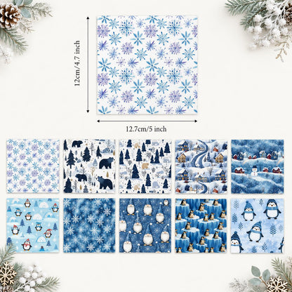 10Pc/Set Christmas Series Christmas Tree Bear Penguin Fat Quarter Fabric, Pre-Cut Square Fabric Assort, Fabric Set, Craft Fabric, Handmade DIY Patchwork Fabric,Home Quilting Sewing Fabric, Packaging Fabric, Scrapbooking Craft Hobbyist