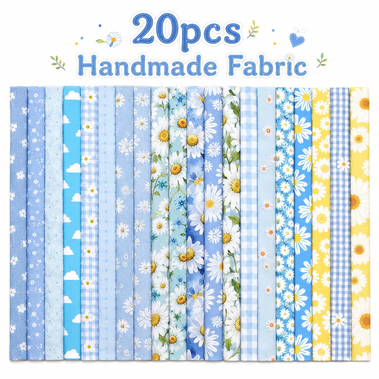 20pcs Vintage Daisy Floral Blue Series Jelly Roll Sliced Fabric Strips 2.5X19.7inch Fresh and Delicate Printed Pre-cut Multi-Color 100% Polyester for DIY Handmade Patchwork, Table Runners, Placemats, Tote Bags, Storage Pouches, Makeup Bags, Coasters