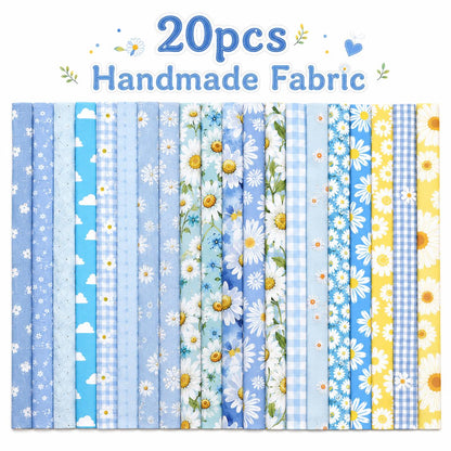 20pcs Vintage Daisy Floral Blue Series Jelly Roll Sliced Fabric Strips 2.5X19.7inch Fresh and Delicate Printed Pre-cut Multi-Color 100% Polyester for DIY Handmade Patchwork, Table Runners, Placemats, Tote Bags, Storage Pouches, Makeup Bags, Coasters
