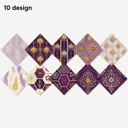 10Pc/Set Flower Purple Series Stripe Feather Fat Quarter Fabric, Pre-Cut Square Fabric Assort, Fabric Set, Craft Fabric, Handmade DIY Patchwork Fabric,Home Quilting Sewing Fabric, Packaging Fabric, Scrapbooking Craft Hobbyist