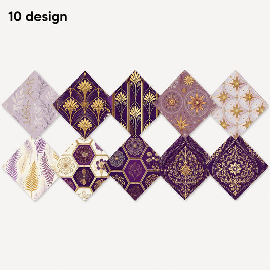 10Pc/Set Flower Purple Series Stripe Feather Fat Quarter Fabric, Pre-Cut Square Fabric Assort, Fabric Set, Craft Fabric, Handmade DIY Patchwork Fabric,Home Quilting Sewing Fabric, Packaging Fabric, Scrapbooking Craft Hobbyist