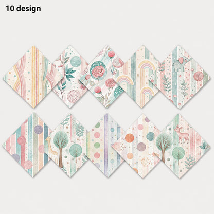 10Pc/Set Flower Strip Dot Series Deer Butterfly Star Mushroom Bear Elephan Rose Fat Quarter Fabric, Pre-Cut Square Fabric Assort, Fabric Set, Craft Fabric, Handmade DIY Patchwork Fabric,Home Quilting Sewing Fabric, Packaging Fabric, Scrapbooking Craft Hob