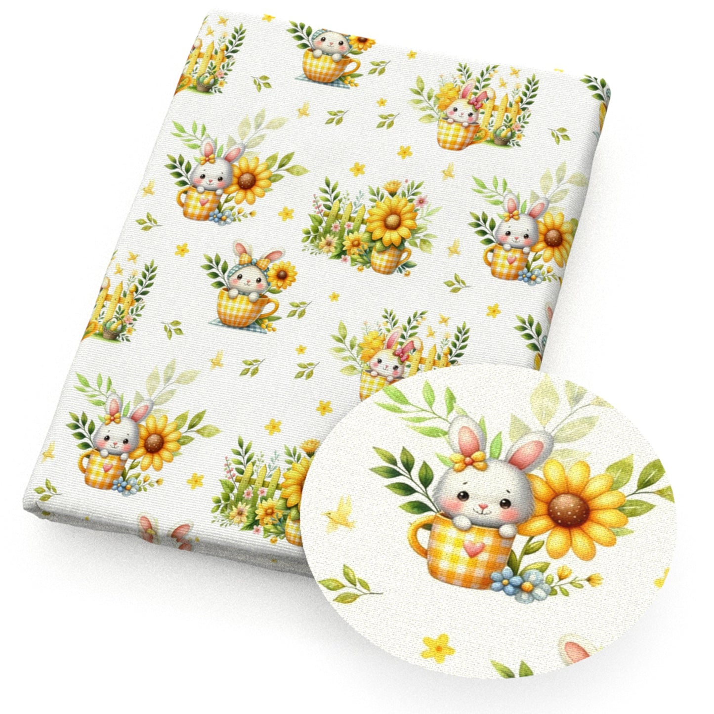 rabbit bunny sunflower fabric