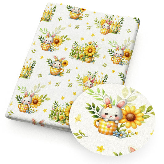 rabbit bunny sunflower fabric
