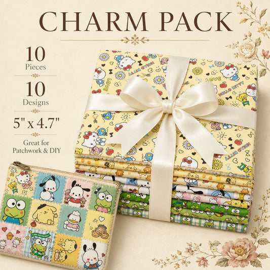 10Pc/Set Sanrio Series Kitty PompomPurin Melody Kuromi Cinnamon Fat Quarter Fabric, Pre-Cut Square Fabric Assort, Fabric Set, Craft Fabric, Handmade DIY Patchwork Fabric,Home Quilting Sewing Fabric, Packaging Fabric, Scrapbooking Craft Hobbyist