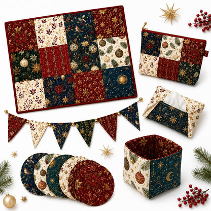 10pcs Charm Pack Set Christmas Pattern Vintage Style Handmade DIY with Rich Color and Texture Elements 100% Polyester Patchwork in 10 Design Styles Suitable for Patchwork DIY Craft Projects DIY Wallet Making Gift Giving Bag Making Mother's Day Gift