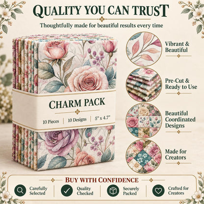10Pc/Set Flower Series Fat Quarter Fabric, Pre-Cut Square Fabric Assort, Fabric Set, Craft Fabric, Handmade DIY Patchwork Fabric,Home Quilting Sewing Fabric, Packaging Fabric, Scrapbooking Craft Hobbyist