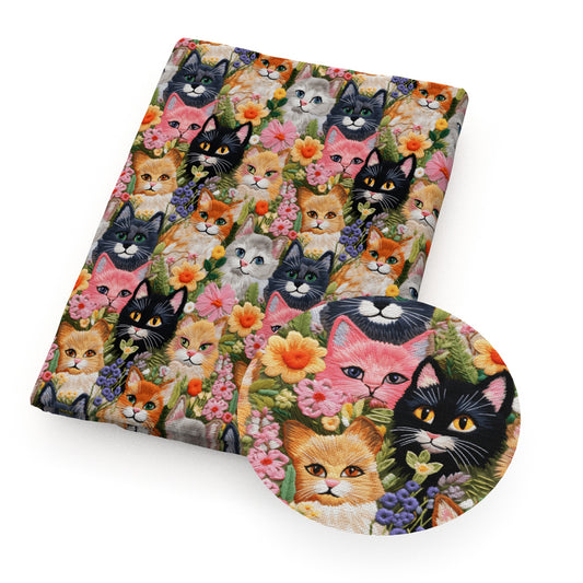 flowerfloral cat imitation embroidery series fabric