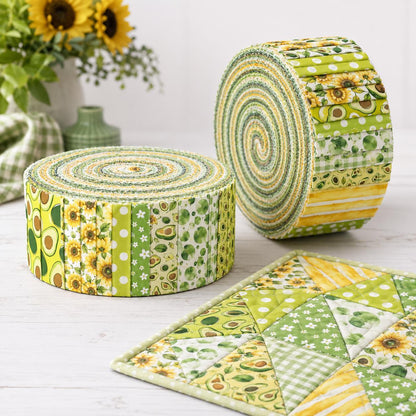 10pcs Vintage Avocado Floral Jelly Roll Fabric Strips 2.5X19.7inch Pre-Cut 100% Polyester For Patchwork Quilts, Table Runners, Placemats, Tote Bags, Storage Pouches, Makeup Bags, Coasters, Quilt Blocks & Binding Birthday Gift For Mom