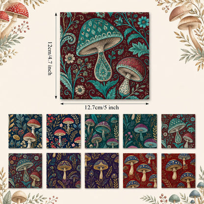 10Pc/Set Mushroom Series Flower Fat Quarter Fabric, Pre-Cut Square Fabric Assort, Fabric Set, Craft Fabric, Handmade DIY Patchwork Fabric,Home Quilting Sewing Fabric, Packaging Fabric, Scrapbooking Craft Hobbyist