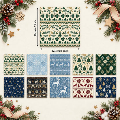 10Pc/Set Christmas Series Stripe Heart Star Bird Deer Horse Tree Pinecones Fat Quarter Fabric, Pre-Cut Square Fabric Assort, Fabric Set, Craft Fabric, Handmade DIY Patchwork Fabric,Home Quilting Sewing Fabric, Packaging Fabric, Scrapbooking Craft Hobbyist