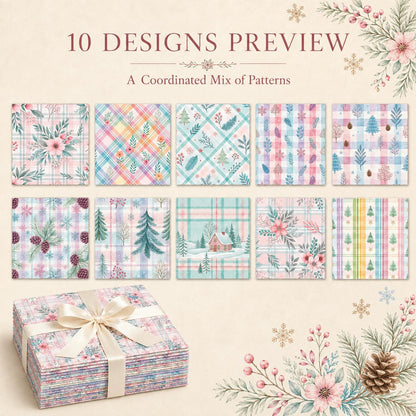 10Pc/Set Flower Plaid Christmas Series Star Fat Quarter Fabric, Pre-Cut Square Fabric Assort, Fabric Set, Craft Fabric, Handmade DIY Patchwork Fabric,Home Quilting Sewing Fabric, Packaging Fabric, Scrapbooking Craft Hobbyist
