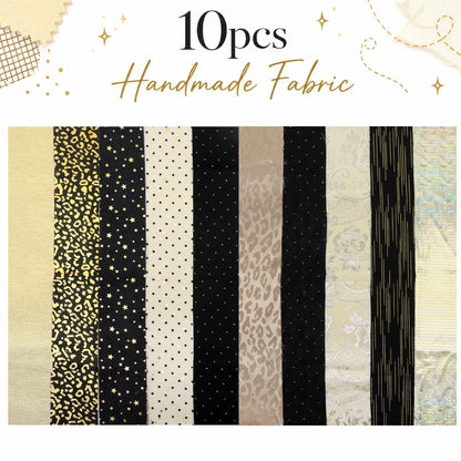 10Pc/Set, Making 10 Images 1pc Each, Each Size: 6.3*50cm Leopard Star Golden Hot Stamping Series Sliced Fabric Set Style Combination, Polyester Jelly Roll Fabric Strips, Pre-Cut Quilting Squares, For Quilting DIY, Handicrafts And Sewing, Blankets, Rugs, I