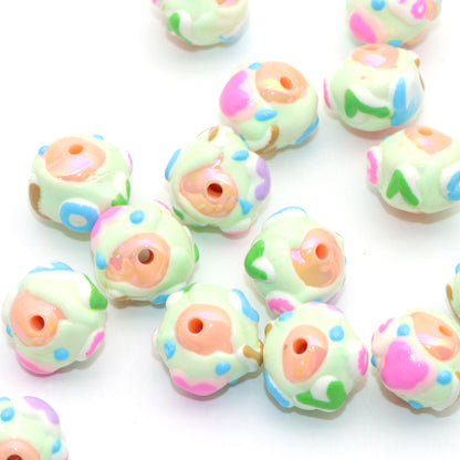 5Pcs Festive Love Heart Acrylic Beads Loose Spacer Beads for DIY Jewelry Making Accessories DIY Bracelet Necklace Chain Earrings Charm Bangle Decors Craft Pen Supplies