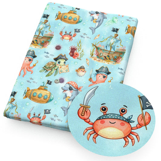 crabcrabs octopus dolphin sailor anchor ship jellyfish pirate fabric