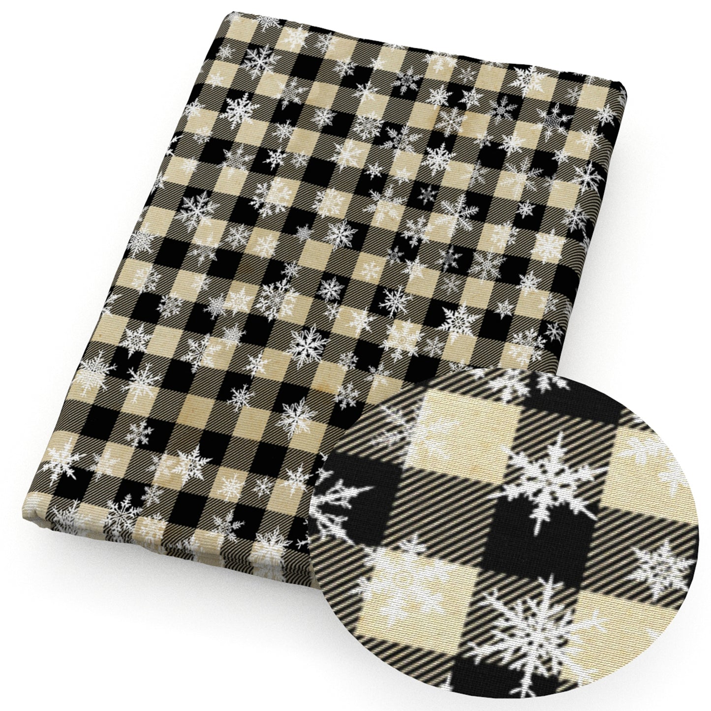 snowflake snow plaid fabric