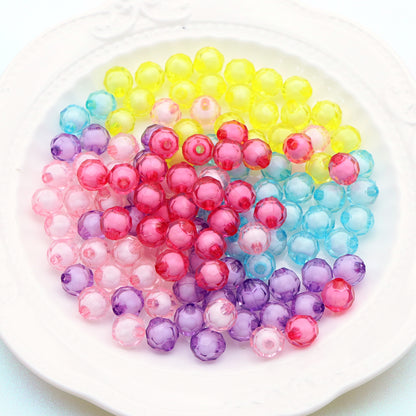 10Pcs Mix Color Acrylic Transparent Hexagonal Beads Imitation Crystal Beads Loose Beads Diy Handmade Beaded Mobile Phone Chain Bracelet Necklace Making Jewelry Accessories