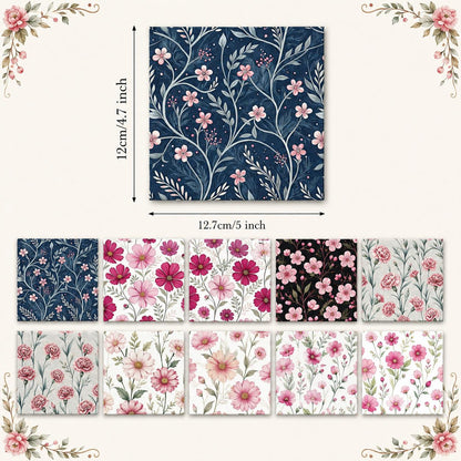 10Pc/Set Flower Series Fat Quarter Fabric, Pre-Cut Square Fabric Assort, Fabric Set, Craft Fabric, Handmade DIY Patchwork Fabric,Home Quilting Sewing Fabric, Packaging Fabric, Scrapbooking Craft Hobbyist