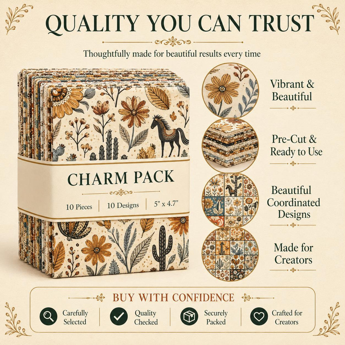 10pcs Charm Pack Set Pink Flower Pattern Vintage Style Pattern Handmade DIY with Rich Color and Texture Elements 100% Polyester Patchwork in 10 Design Styles Suitable for Patchwork DIY Craft Projects DIY Wallet Making Gift Giving Bag Making Mother's Day G