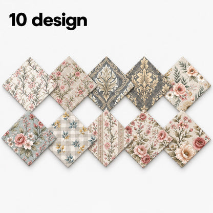 10Pc/Set Flower Series Stripe Plaid Fat Quarter Fabric, Pre-Cut Square Fabric Assort, Fabric Set, Craft Fabric, Handmade DIY Patchwork Fabric,Home Quilting Sewing Fabric, Packaging Fabric, Scrapbooking Craft Hobbyist