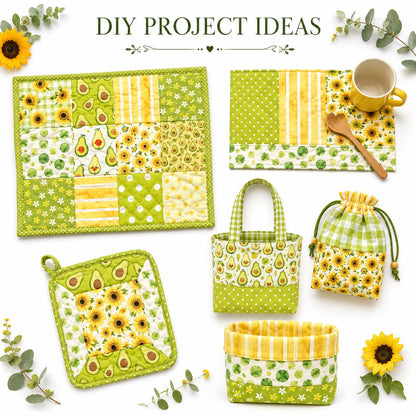 10pcs Vintage Avocado Floral Jelly Roll Fabric Strips 2.5X19.7inch Pre-Cut 100% Polyester For Patchwork Quilts, Table Runners, Placemats, Tote Bags, Storage Pouches, Makeup Bags, Coasters, Quilt Blocks & Binding Birthday Gift For Mom