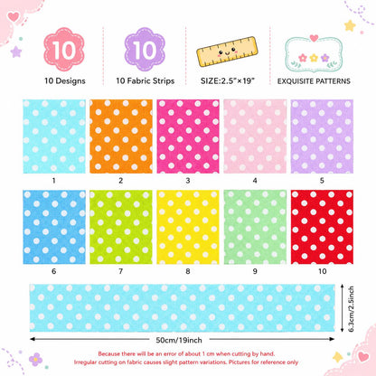 10pcs Vintage Dot Pattern Purple Jelly Roll Fabric Strips 2.5X19.7inch Pre-cut 100% Polyester for Patchwork Quilts, Table Runners, Placemats, Tote Bags, Storage Pouches, Makeup Bags, Coasters, Quilt Blocks & Binding Multi-color
