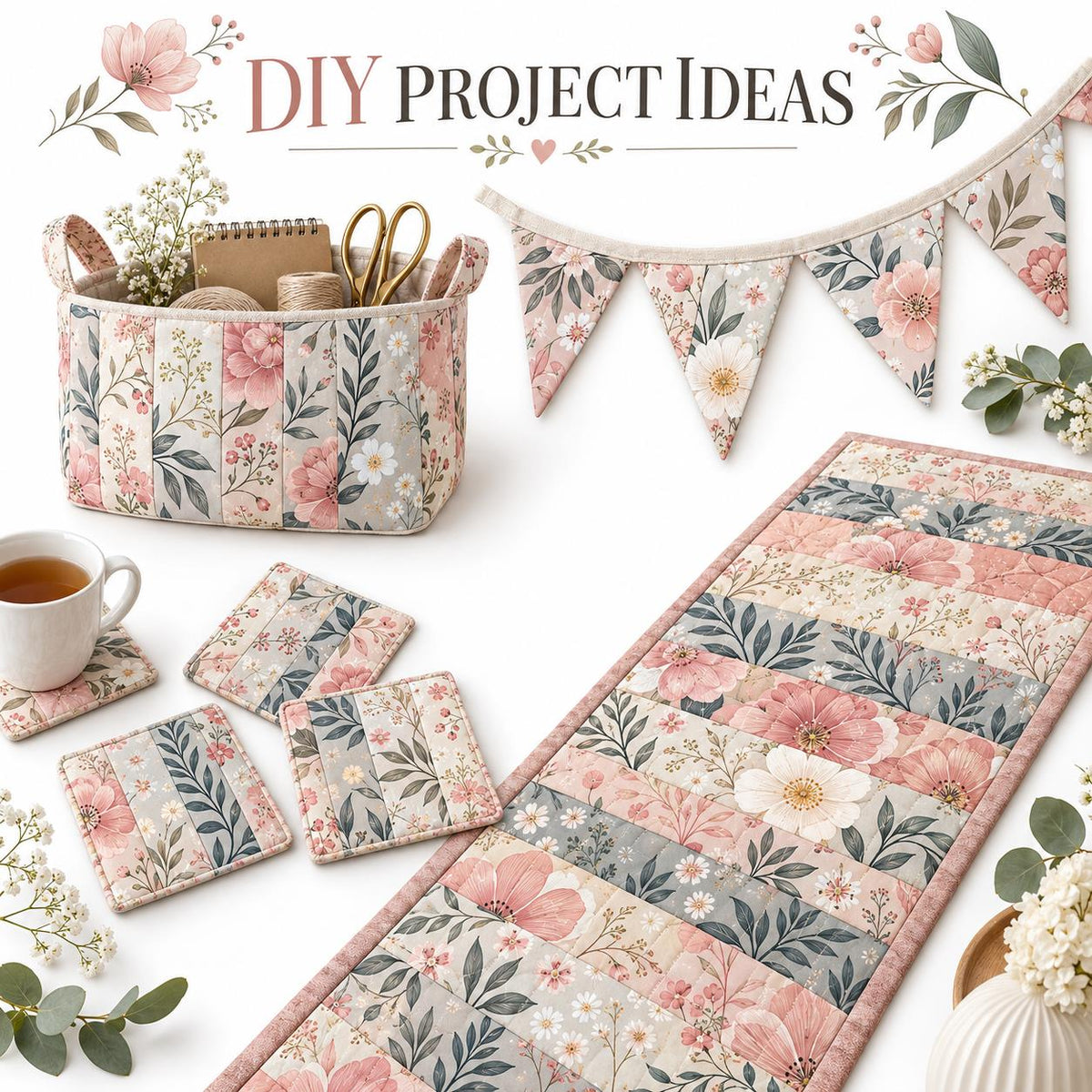 10pcs Vintage Floral Burgundy Pattern Jelly Roll Fabric Strips 2.5X19.7inch Pre-Cut 100% Polyester For Patchwork Quilts, Table Runners, Placemats, Tote Bags, Storage Pouches, Makeup Bags, Coasters, Quilt Blocks & Binding