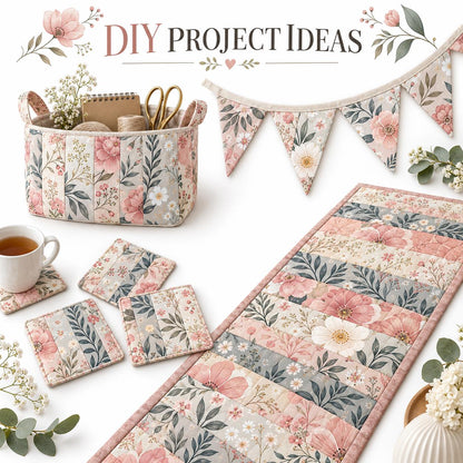 10pcs Vintage Floral Burgundy Pattern Jelly Roll Fabric Strips 2.5X19.7inch Pre-Cut 100% Polyester For Patchwork Quilts, Table Runners, Placemats, Tote Bags, Storage Pouches, Makeup Bags, Coasters, Quilt Blocks & Binding