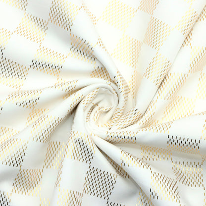 1pc Golden Foil Chessboard Pattern Polyester Fabric,59x19.68inch Pre-cut 100% Polyester Fabric,Vibrant Tartan Plaid Grid Designs,Hand Wash Only,Perfect for Wedding Decor, Crafts, Sewing, Drapes & Home Decor - DIY Special Occasions Fabric