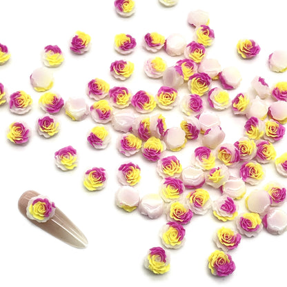 50pcs Acrylic Resin Rose Flower Charms - Glow In The Dark Series 3D Cabochons for DIY Phone Cases, Keychains, Fridge Decor & Accessories