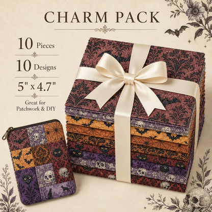 10Pc/Set Halloween Series Flower Skull Spider Web Bat Fat Quarter Fabric, Pre-Cut Square Fabric Assort, Fabric Set, Craft Fabric, Handmade DIY Patchwork Fabric,Home Quilting Sewing Fabric, Packaging Fabric, Scrapbooking Craft Hobbyist