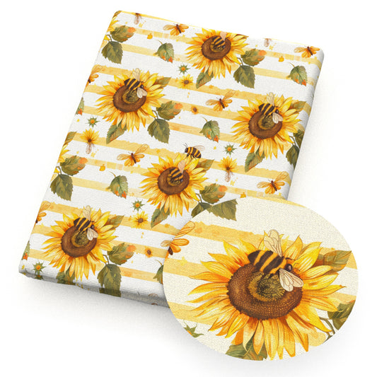 flowerfloral sunflower bee stripe fabric