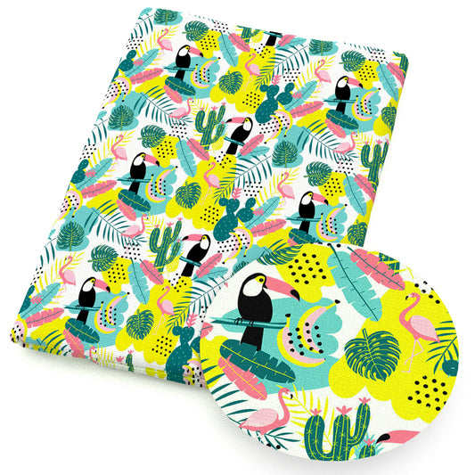 bird flamingo leaf leaves tree fabric